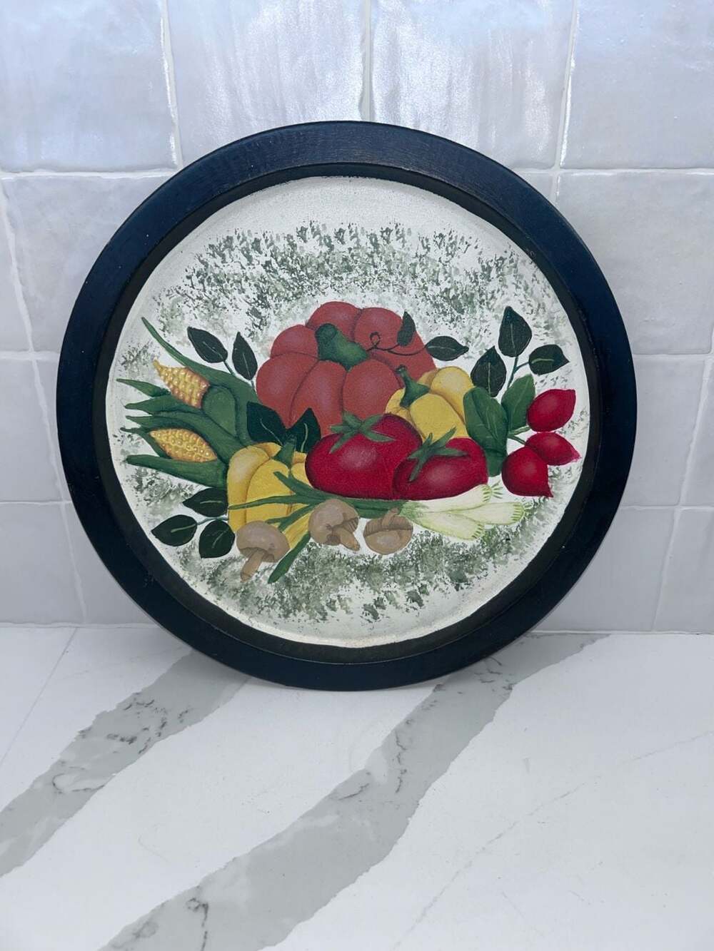 Vintage Designs Summer Harvest Vegetable Metal Decorative Tray